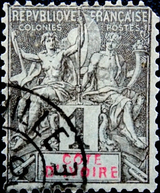 Кот Дивуар 1892 год . Аллегория 1 с . Каталог 3,75 фунта.
